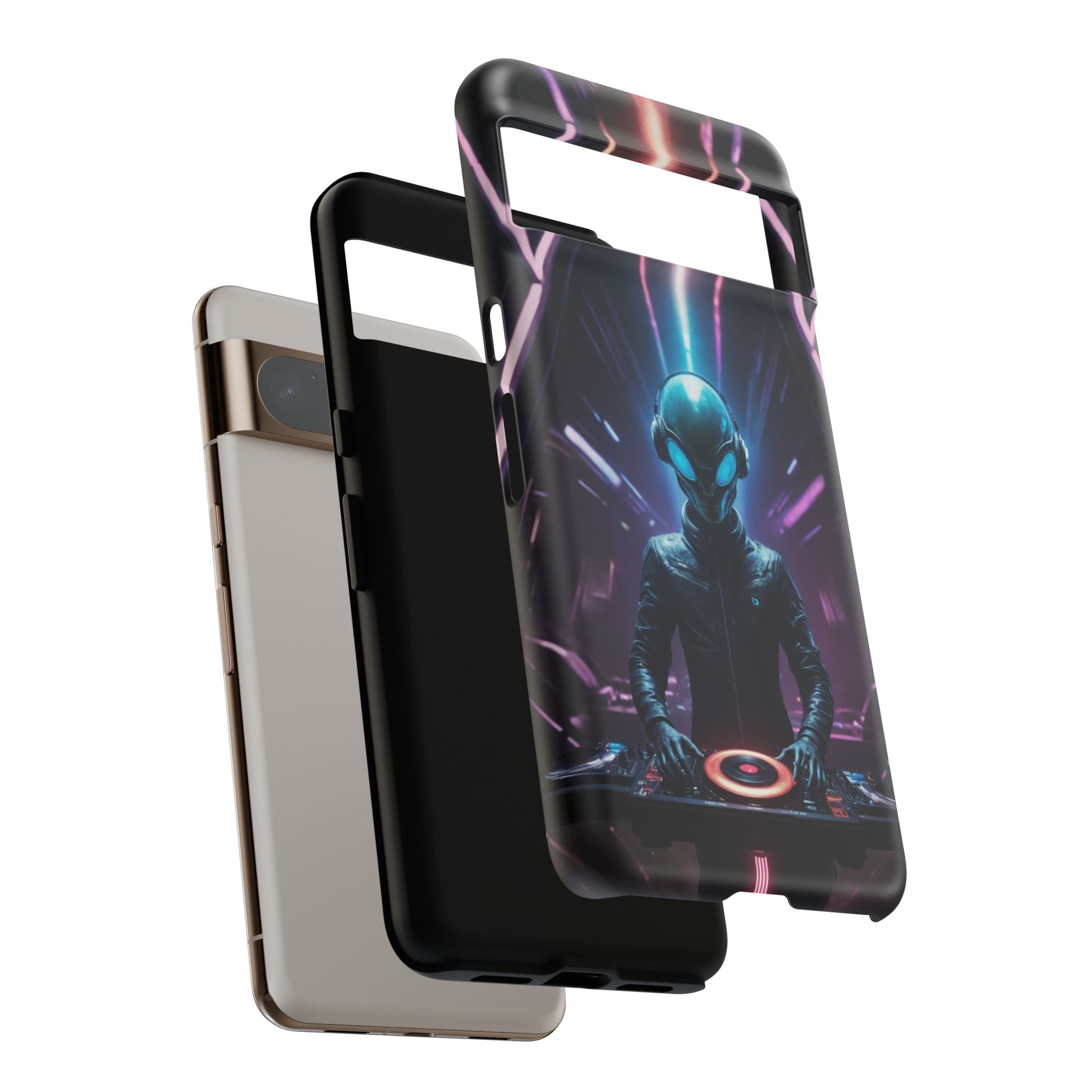 Alien DJ Custom Phone Case for Google Pixel 8 Pro, Pixel 8, Pixel 7, Pixel 6 Pro, Pixel 6, Pixel 5 5G - Designed by Thalia