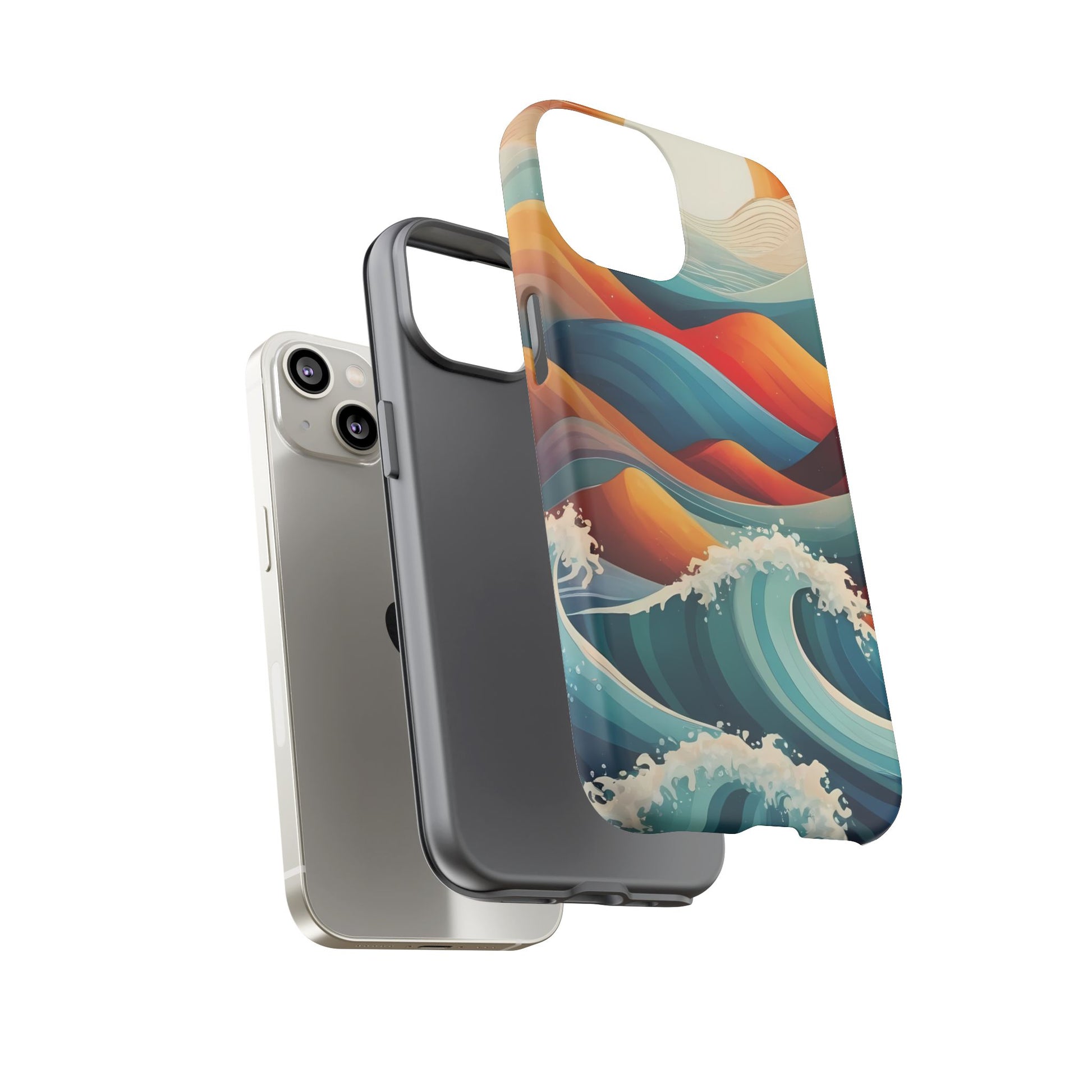 Retro Waves Stylish UV Protected Phone Case for iPhone 8–16 Pro Max, iPhone 8 Plus–13 Mini, iPhone XS–XS Max, iPhone 11–14 Pro Max - Designed by Thalia