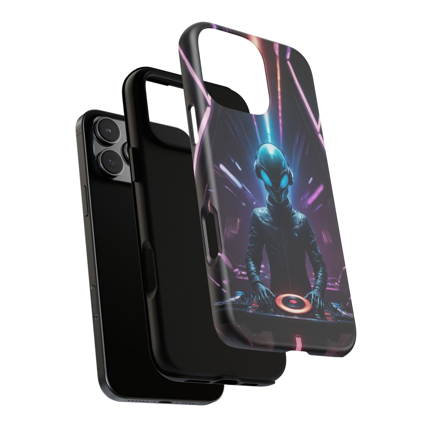 Alien DJ Custom Phone Case for iPhone 8–16 Pro Max, iPhone 8 Plus–13 Mini, iPhone XS–XS Max, iPhone 11–14 Pro Max - Designed by Thalia