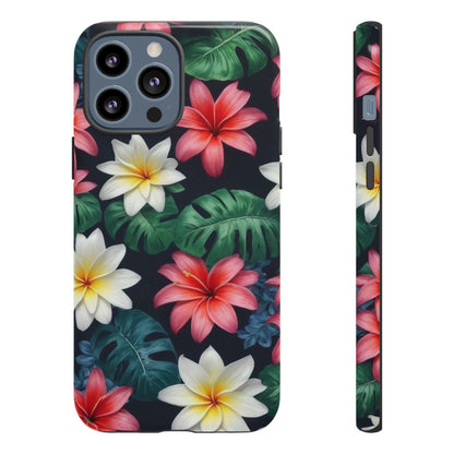 Hawaiian Flowers Phone Case for iPhone 8–16 Pro Max, iPhone 8 Plus–13 Mini, iPhone XS–XS Max, iPhone 11–14 Pro Max - Designed by Thalia