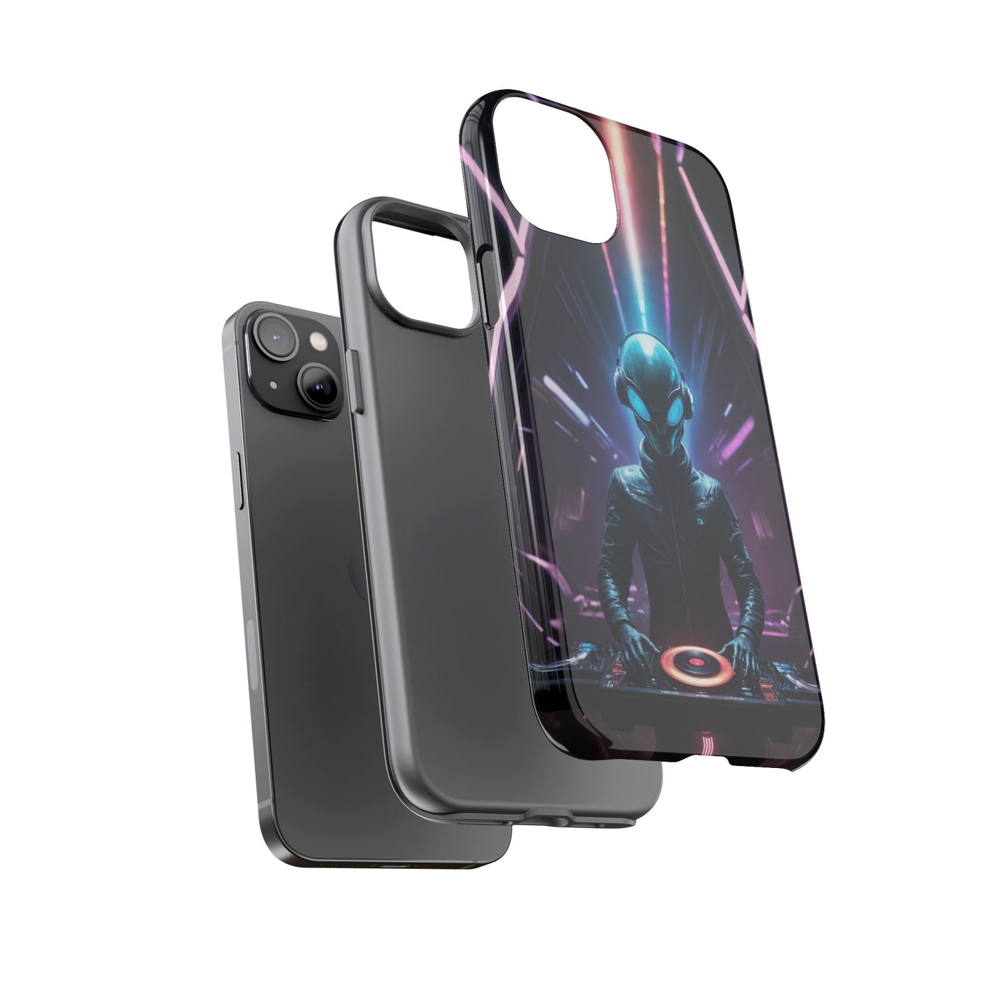 Alien DJ Custom Phone Case for iPhone 8–16 Pro Max, iPhone 8 Plus–13 Mini, iPhone XS–XS Max, iPhone 11–14 Pro Max - Designed by Thalia