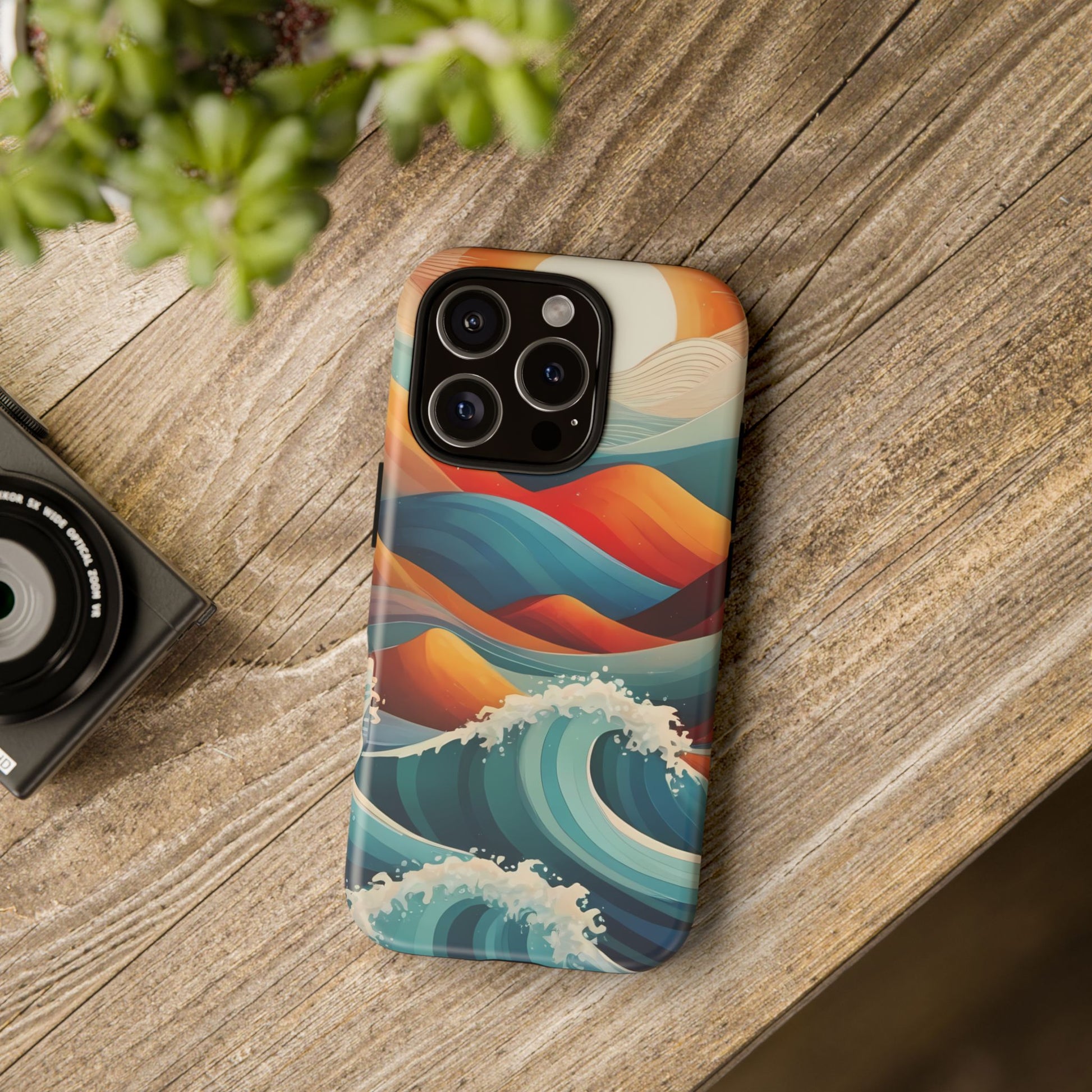 Retro Waves Phone Case for iPhone 8–16 Pro Max, Pixel 5–8 Pro, Galaxy S10–S24 Ultra - Designed by Thalia