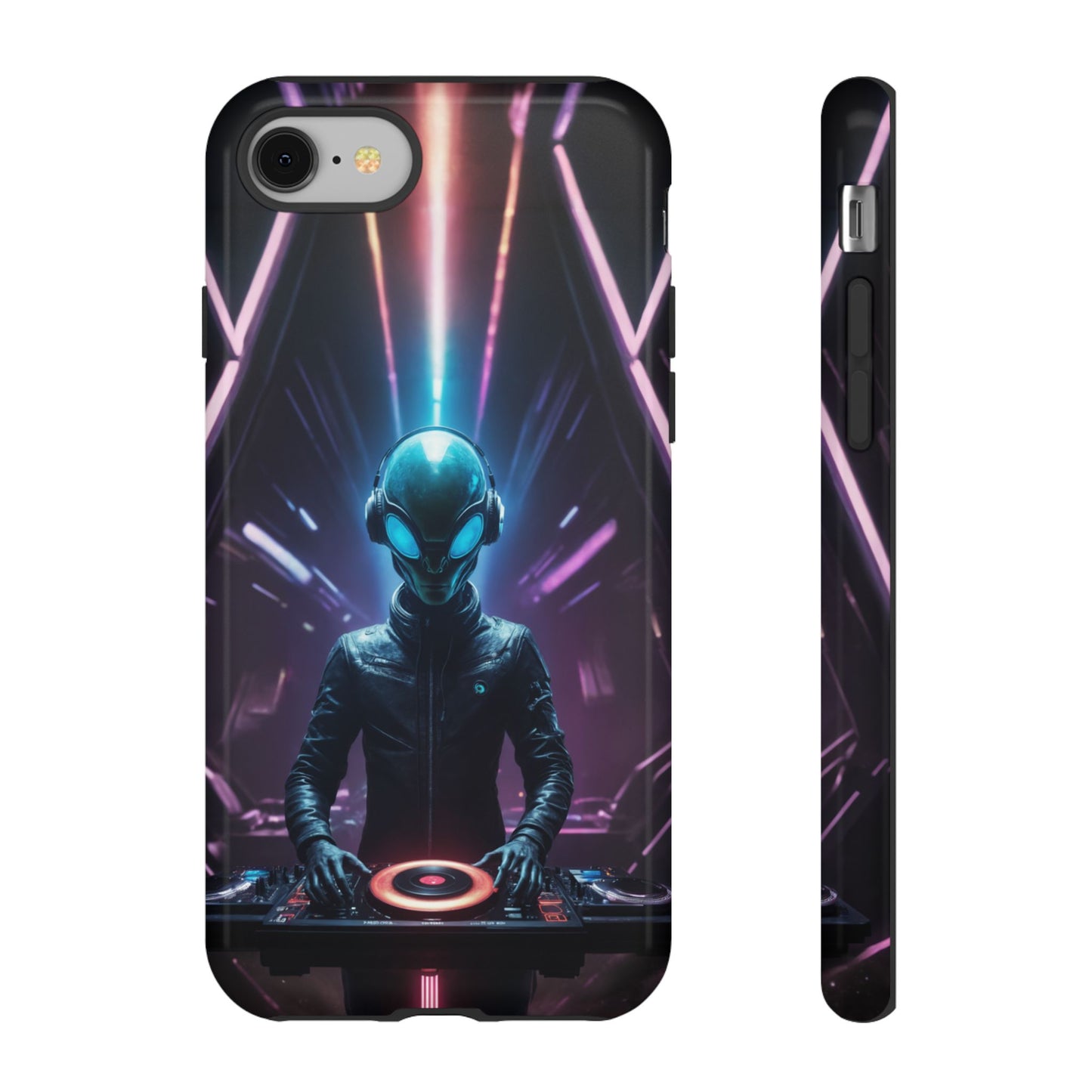 Alien DJ Custom Phone Case for iPhone 8–16 Pro Max, iPhone 8 Plus–13 Mini, iPhone XS–XS Max, iPhone 11–14 Pro Max - Designed by Thalia