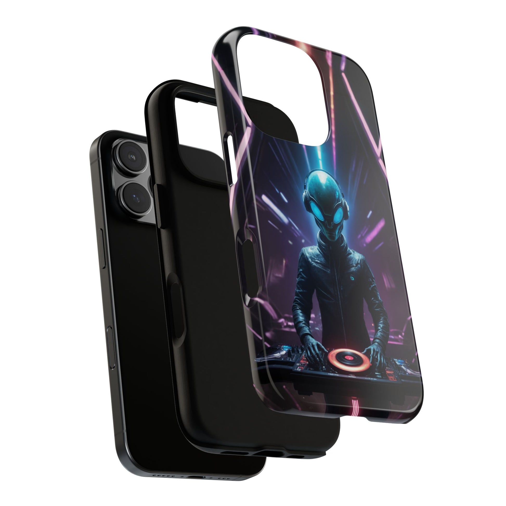 Alien DJ Custom Phone Case for iPhone 8–16 Pro Max, iPhone 8 Plus–13 Mini, iPhone XS–XS Max, iPhone 11–14 Pro Max - Designed by Thalia