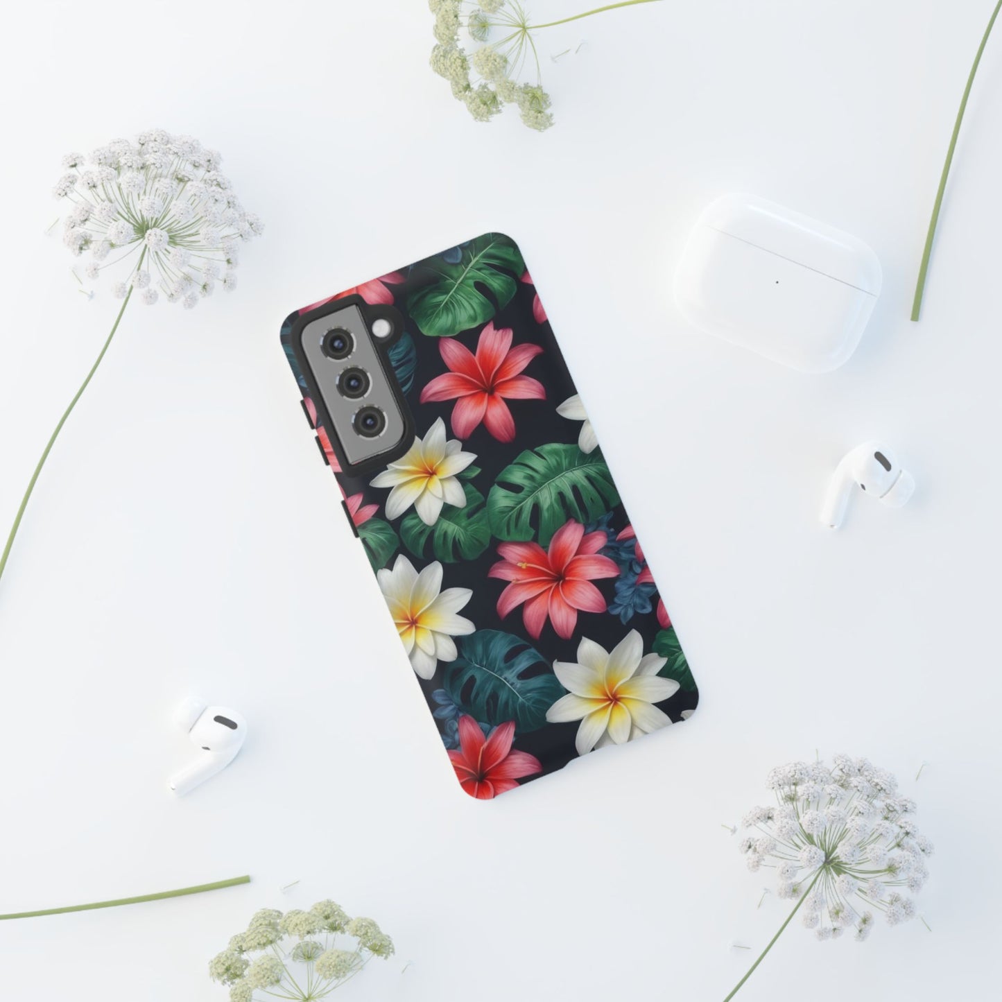 Hawaiian Flowers Custom Phone Case for Samsung Galaxy S10–S10 Plus, S20–S20 Ultra, S21, S22, S23, S24 Ultra - Designed by Thalia