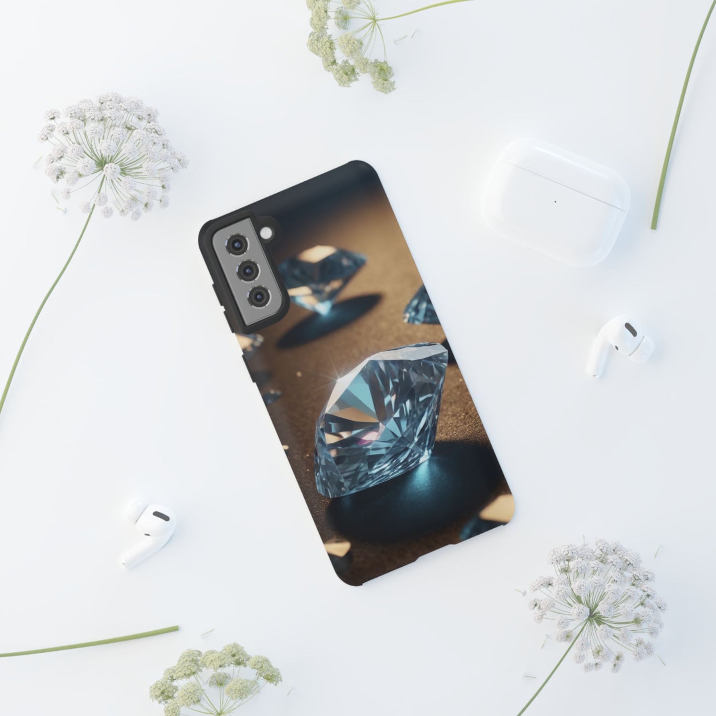 Raining Diamonds Custom Phone Case for Samsung Galaxy S10–S10 Plus, S20–S20 Ultra, S21, S22, S23, S24 Ultra - Designed by Thalia