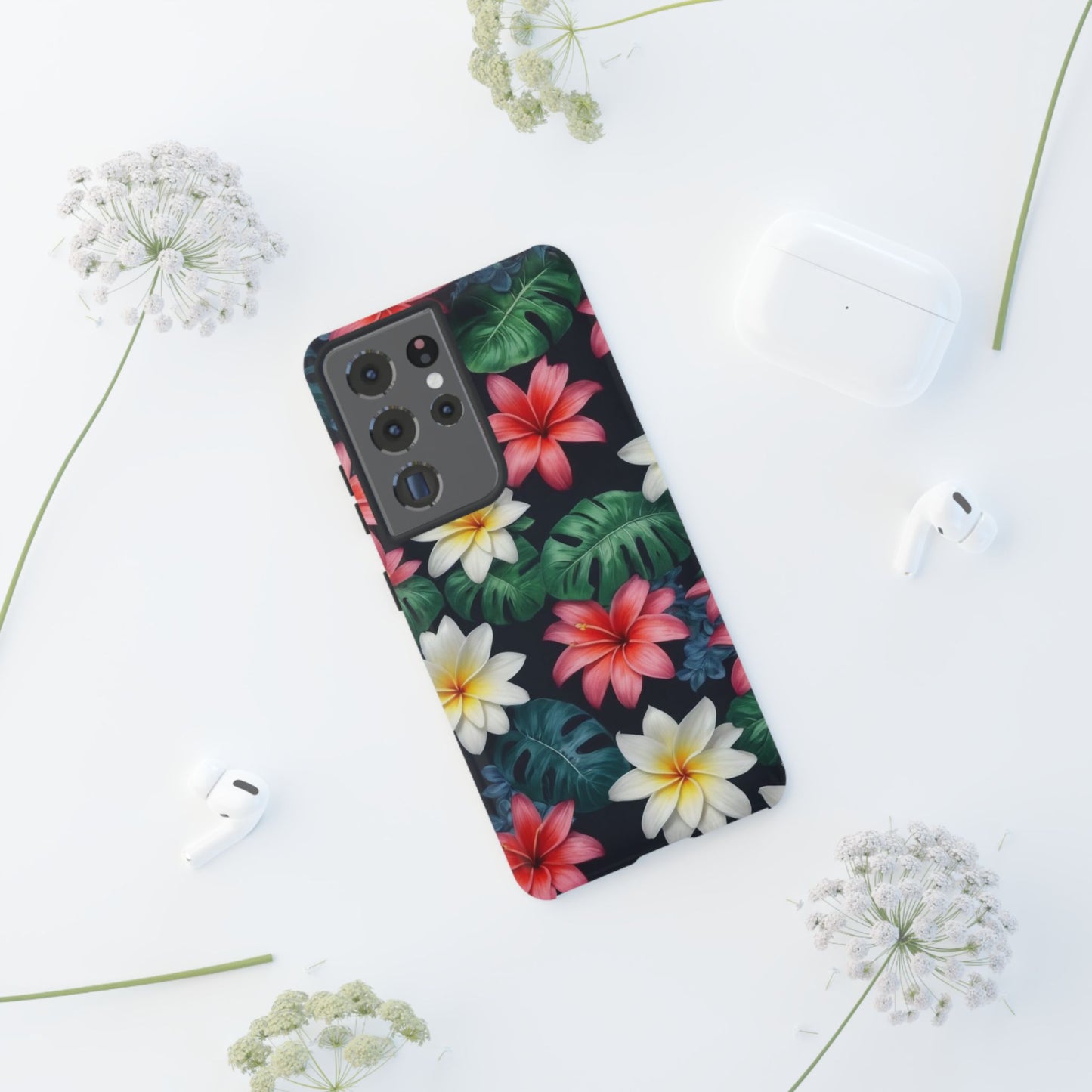 Hawaiian Flowers Custom Phone Case for Samsung Galaxy S10–S10 Plus, S20–S20 Ultra, S21, S22, S23, S24 Ultra - Designed by Thalia