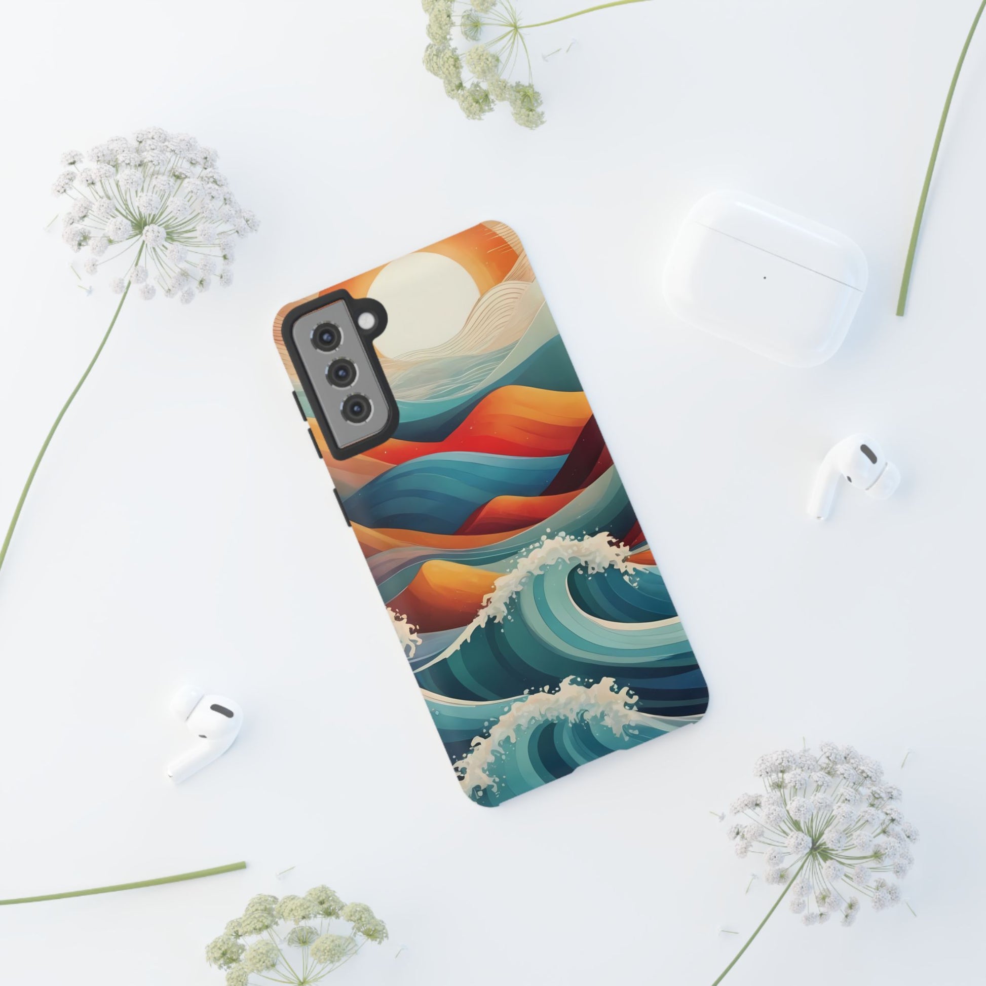 Retro Waves Phone Case for iPhone 8–16 Pro Max, Pixel 5–8 Pro, Galaxy S10–S24 Ultra - Designed by Thalia