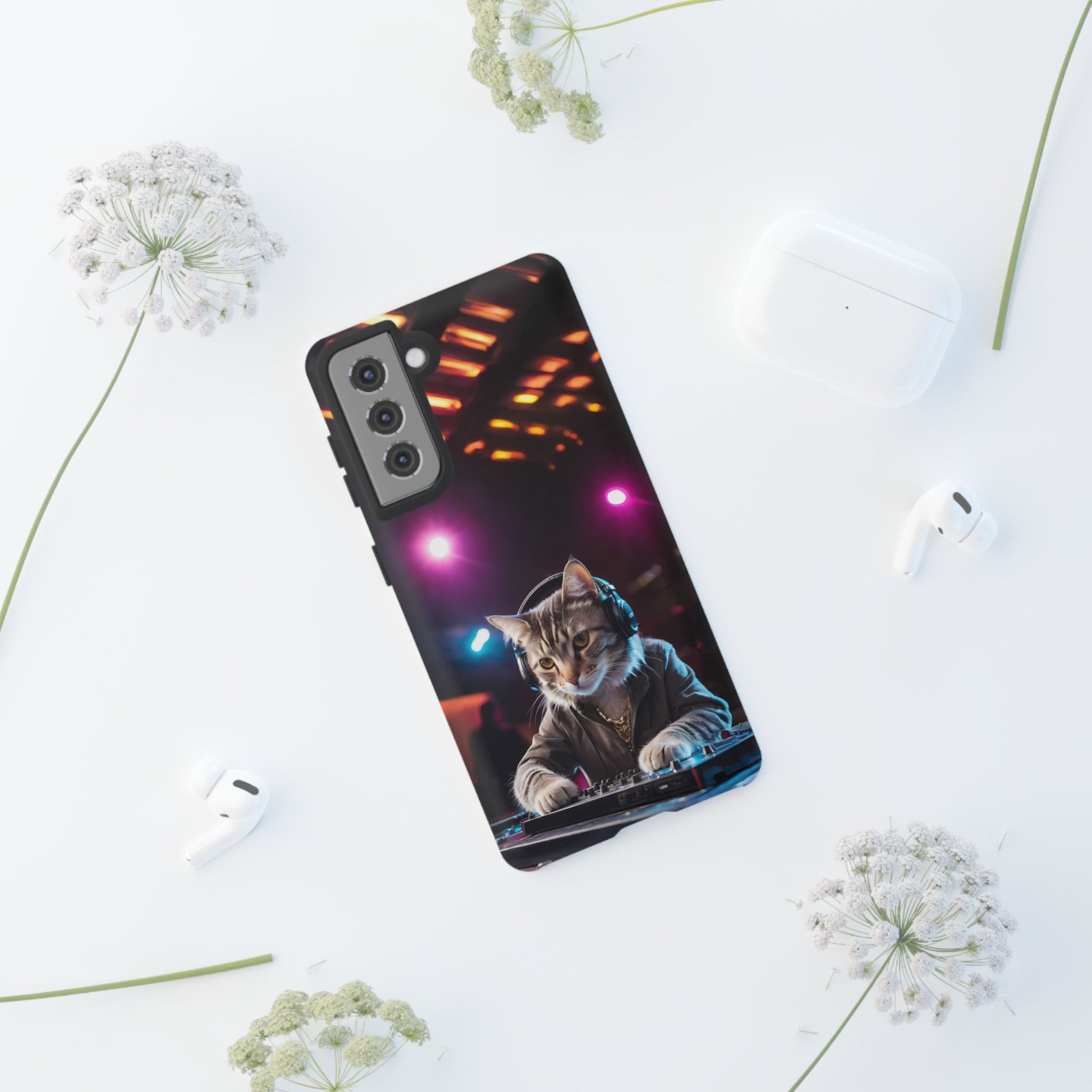 DJ Kitty Phone Case for iPhone 8–16 Pro Max, Pixel 5–8 Pro, Galaxy S10–S24 Ultra - Designed by Thalia