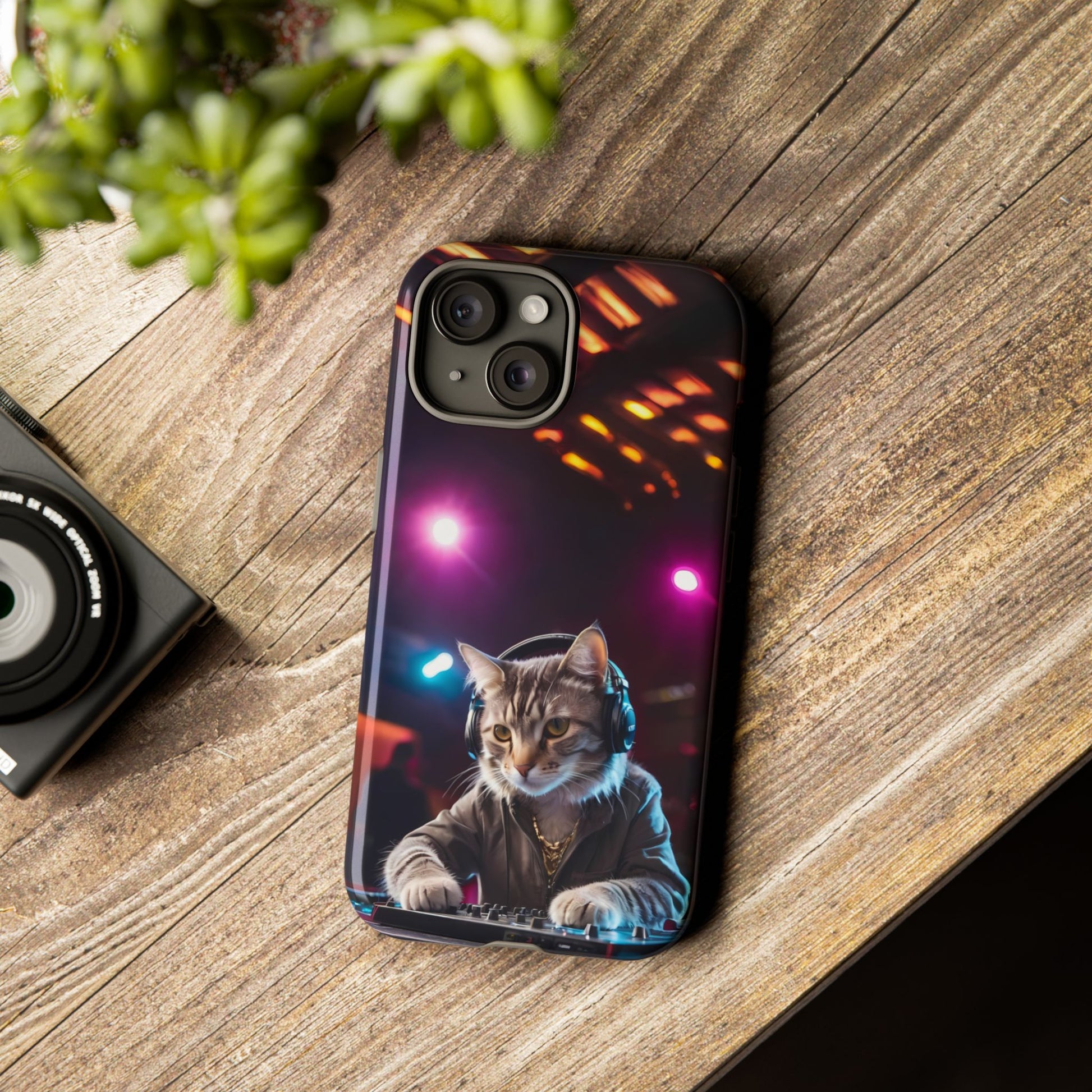 DJ Kitty Phone Case for iPhone 8–16 Pro Max, iPhone 8 Plus–13 Mini, iPhone XS–XS Max, iPhone 11–14 Pro Max - Designed by Thalia