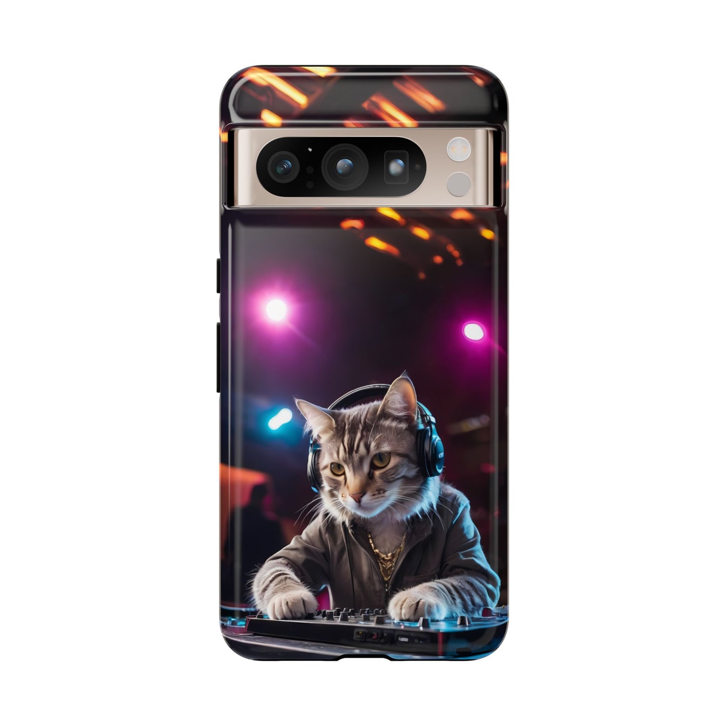 DJ Kitty Phone Case for iPhone 8–16 Pro Max, Pixel 5–8 Pro, Galaxy S10–S24 Ultra - Designed by Thalia