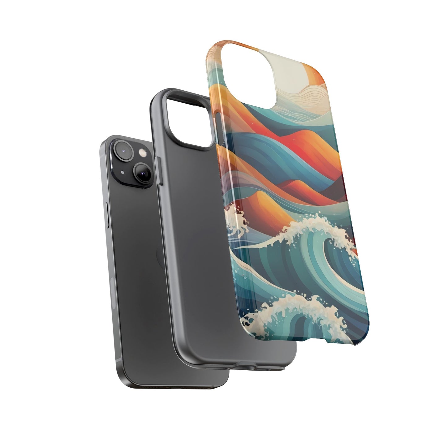 Retro Waves Stylish UV Protected Phone Case for iPhone 8–16 Pro Max, iPhone 8 Plus–13 Mini, iPhone XS–XS Max, iPhone 11–14 Pro Max - Designed by Thalia