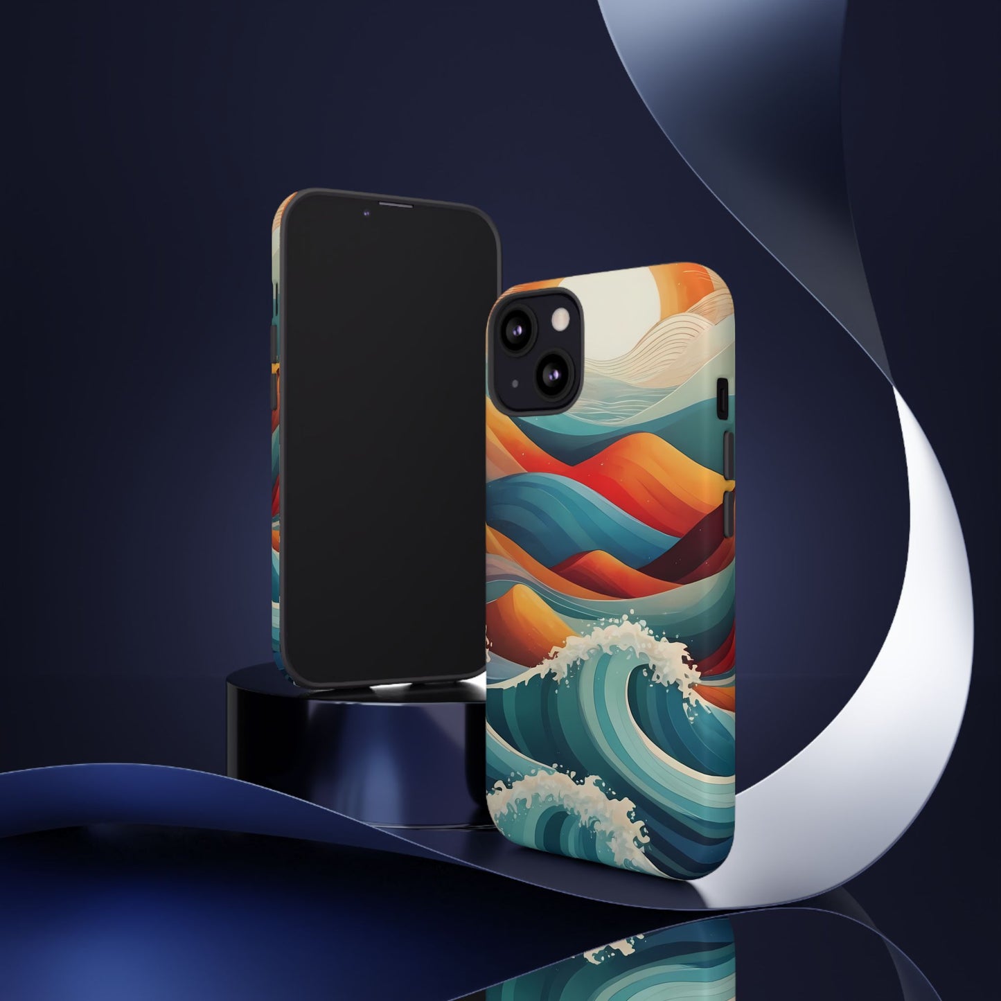 Retro Waves Phone Case for iPhone 8–16 Pro Max, Pixel 5–8 Pro, Galaxy S10–S24 Ultra - Designed by Thalia