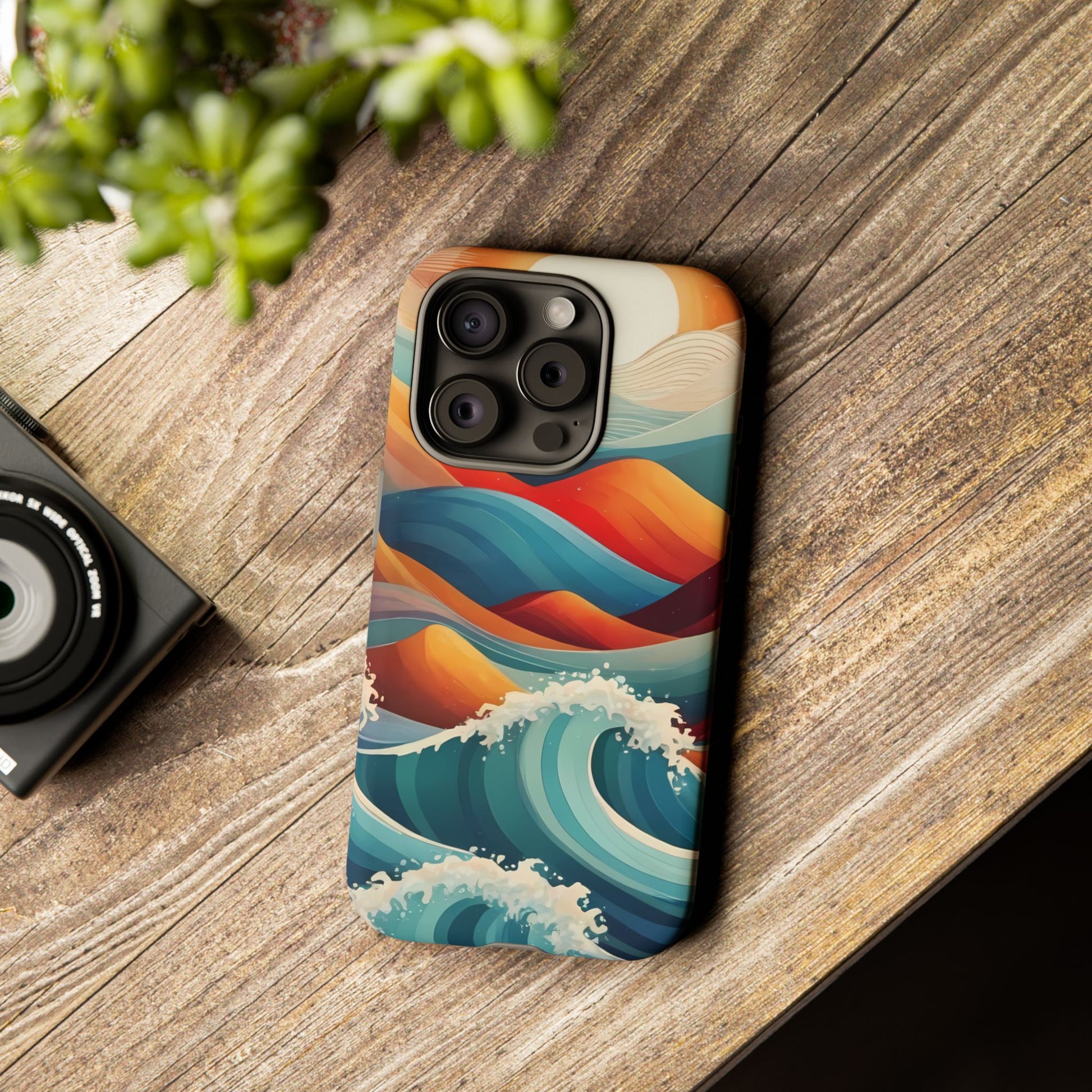 Retro Waves Phone Case for iPhone 8–16 Pro Max, Pixel 5–8 Pro, Galaxy S10–S24 Ultra - Designed by Thalia