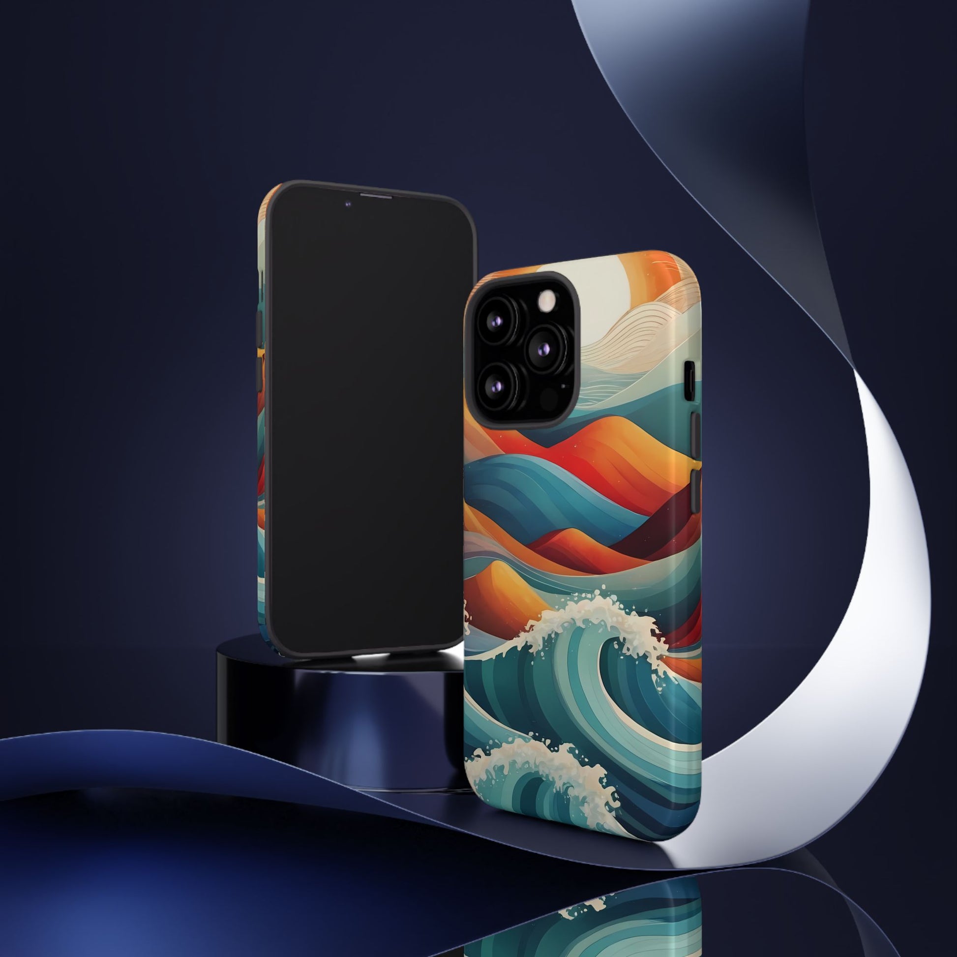 Retro Waves Phone Case for iPhone 8–16 Pro Max, Pixel 5–8 Pro, Galaxy S10–S24 Ultra - Designed by Thalia