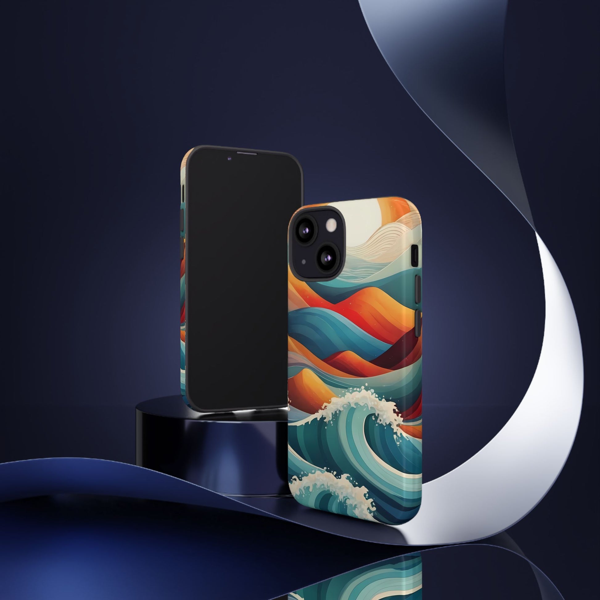 Retro Waves Phone Case for iPhone 8–16 Pro Max, Pixel 5–8 Pro, Galaxy S10–S24 Ultra - Designed by Thalia