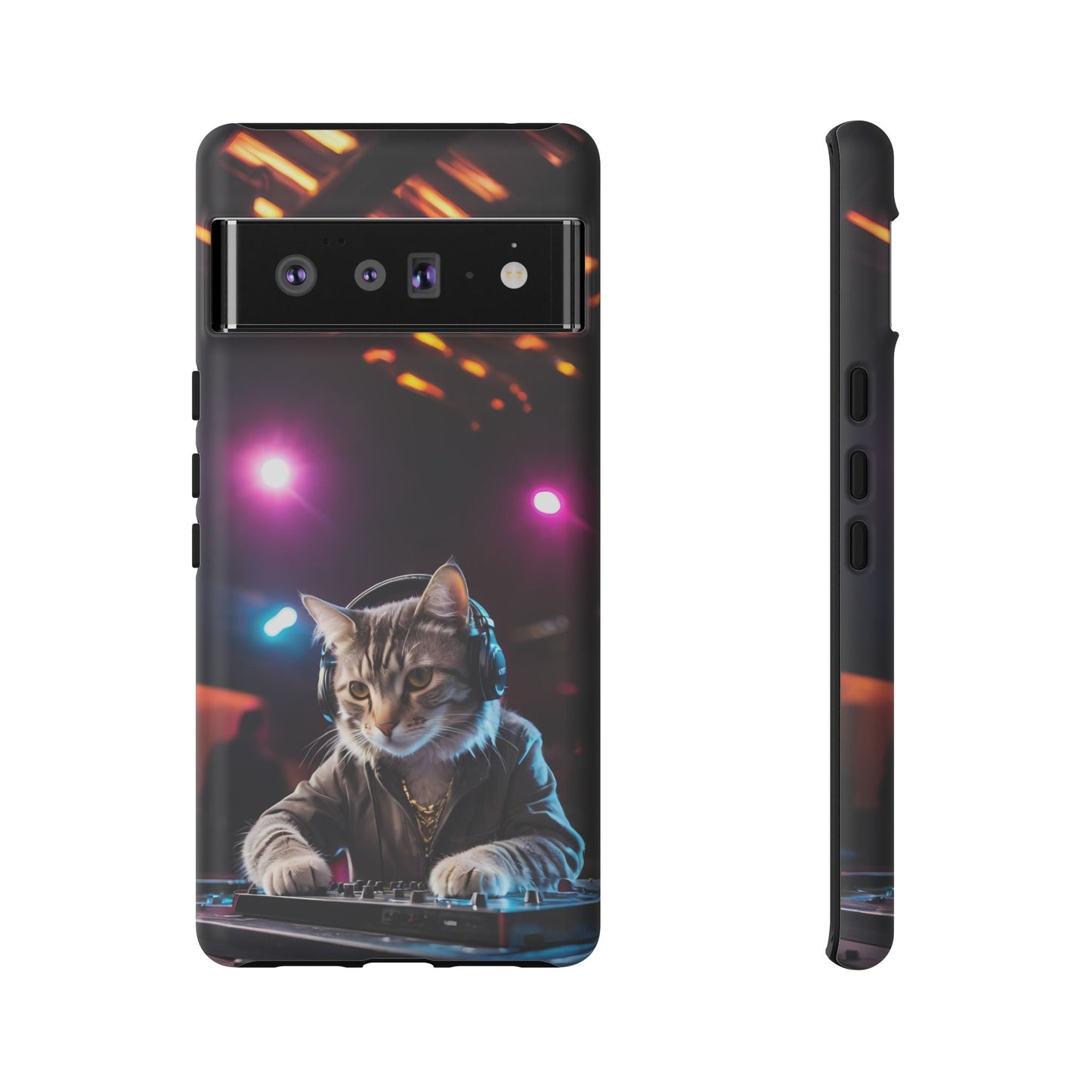 DJ Kitty Phone Case for iPhone 8–16 Pro Max, Pixel 5–8 Pro, Galaxy S10–S24 Ultra - Designed by Thalia