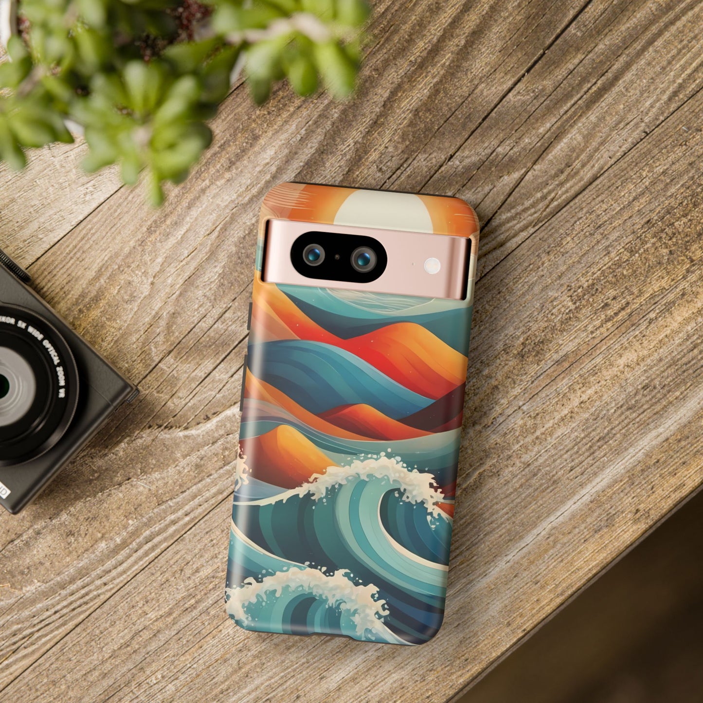 Retro Waves Phone Case for iPhone 8–16 Pro Max, Pixel 5–8 Pro, Galaxy S10–S24 Ultra - Designed by Thalia