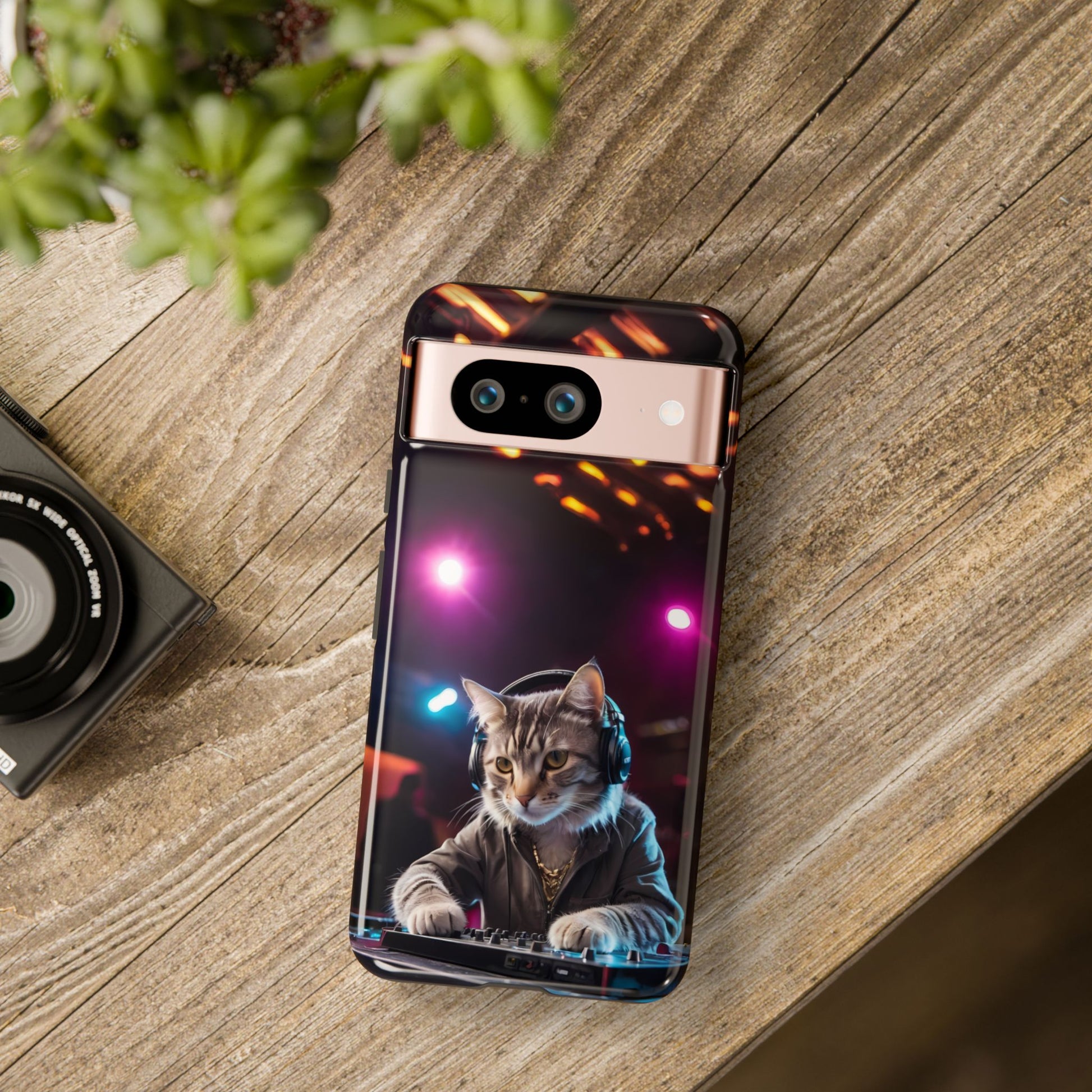 DJ Kitty Phone Case for iPhone 8–16 Pro Max, Pixel 5–8 Pro, Galaxy S10–S24 Ultra - Designed by Thalia