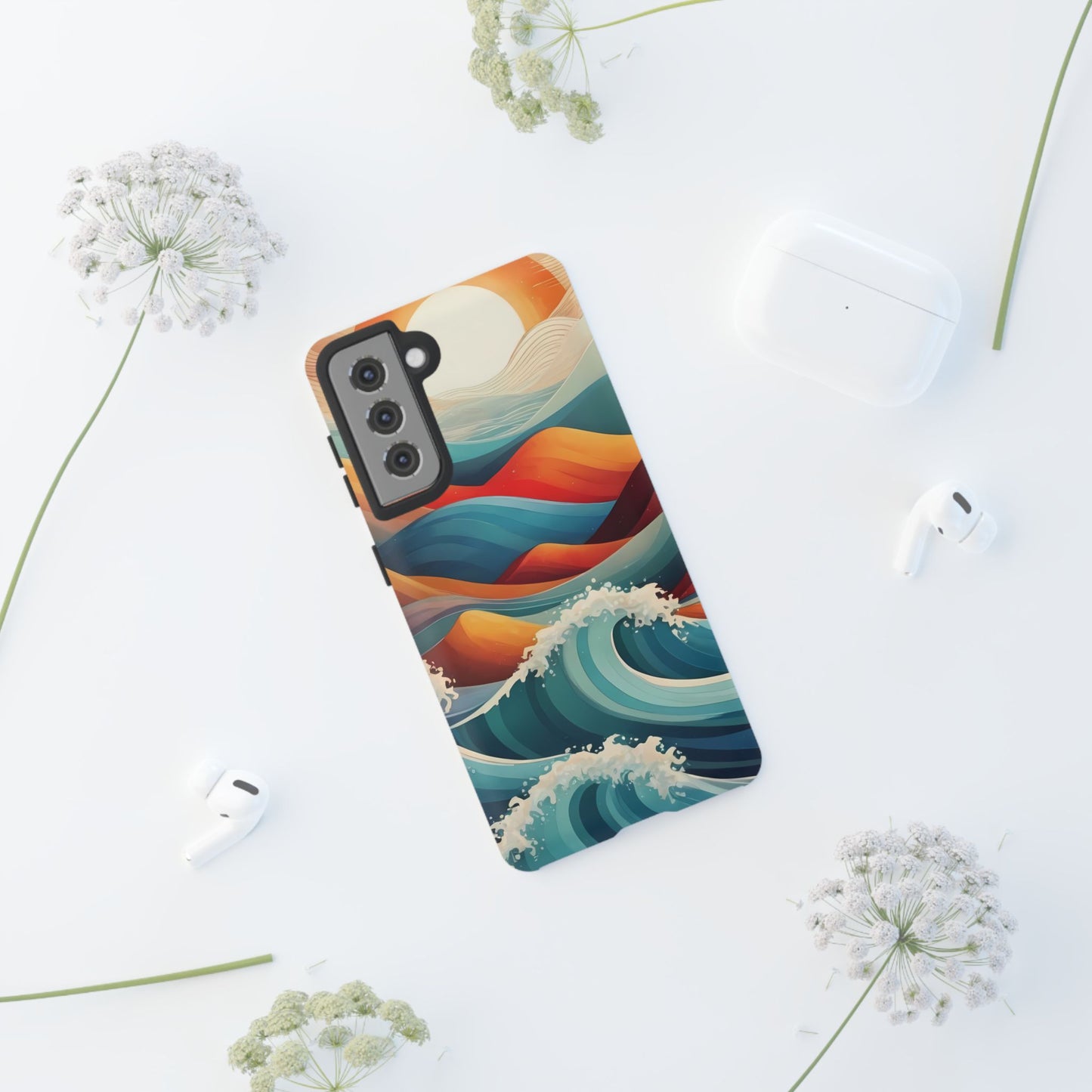 Retro Waves Phone Case for iPhone 8–16 Pro Max, Pixel 5–8 Pro, Galaxy S10–S24 Ultra - Designed by Thalia