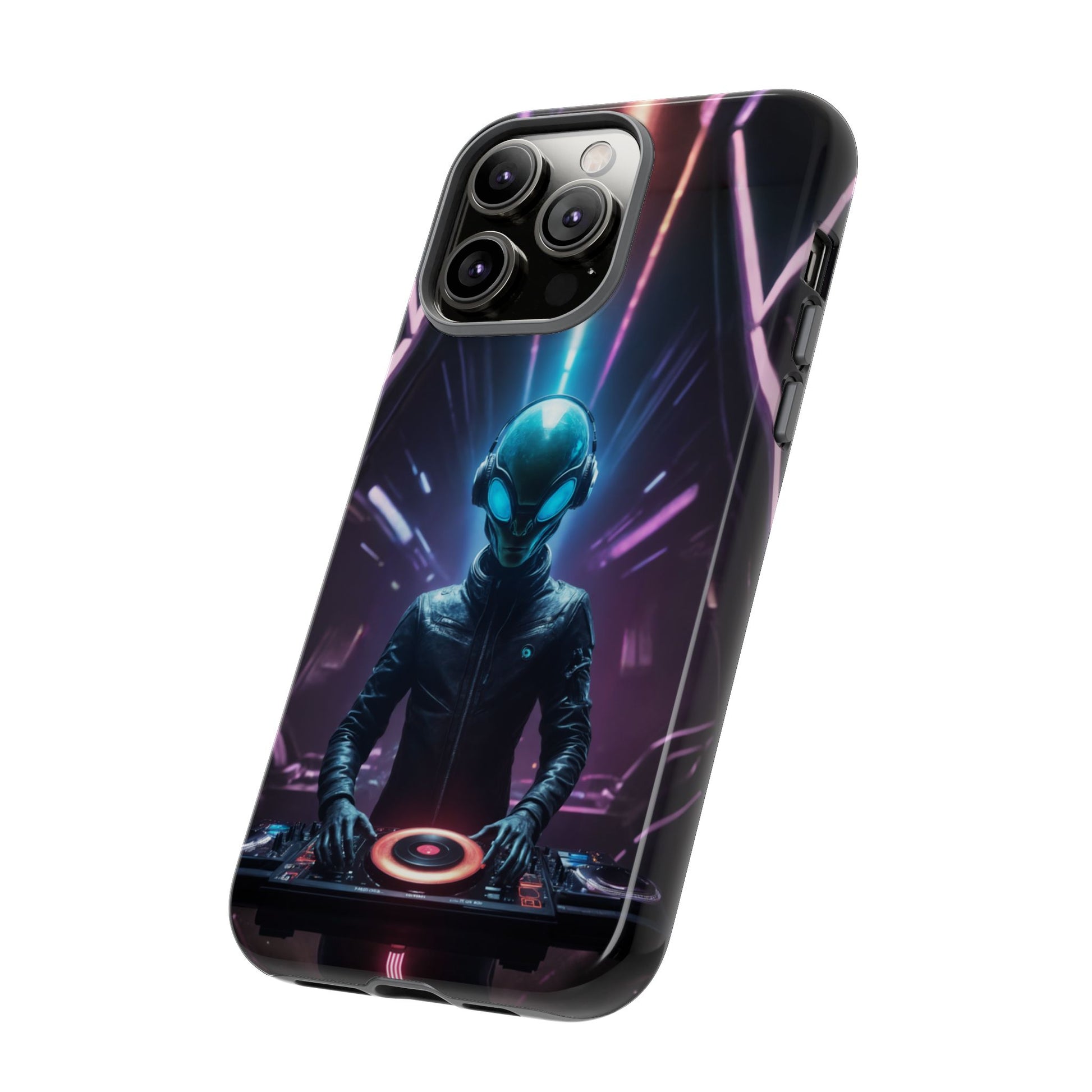 Alien DJ Phone Case for iPhone 8–16 Pro Max, Pixel 5–8 Pro, Galaxy S10–S24 Ultra - Designed by Thalia