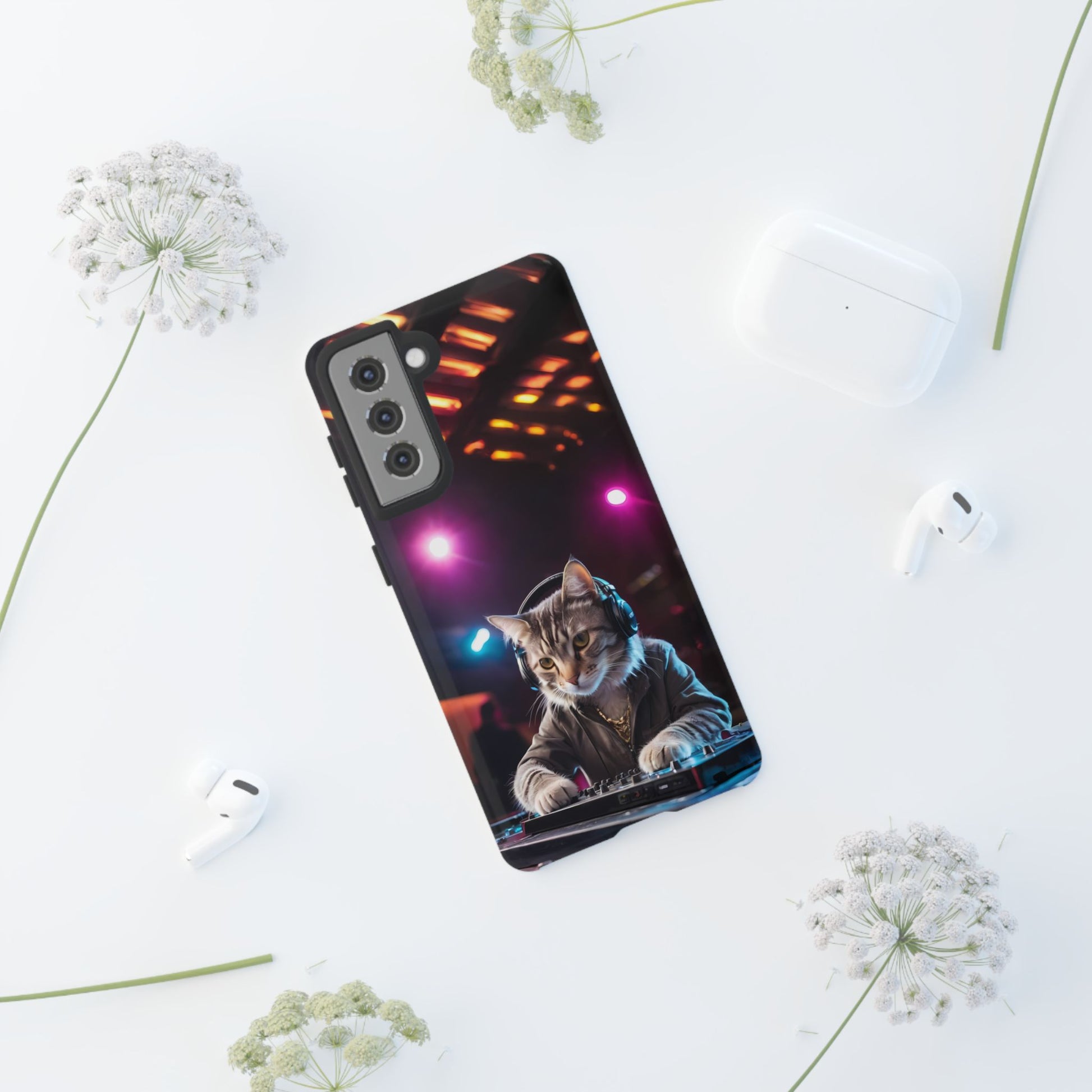 DJ Kitty Phone Case for iPhone 8–16 Pro Max, Pixel 5–8 Pro, Galaxy S10–S24 Ultra - Designed by Thalia