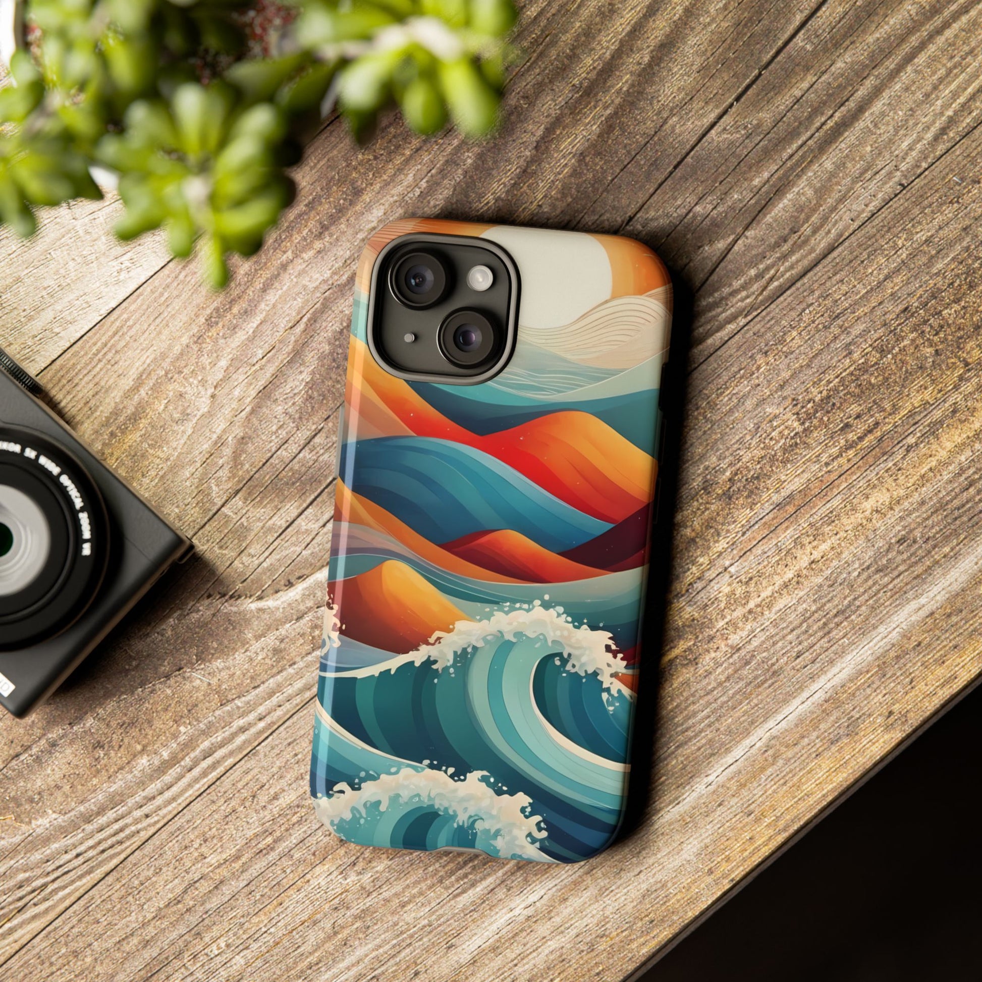 Retro Waves Phone Case for iPhone 8–16 Pro Max, Pixel 5–8 Pro, Galaxy S10–S24 Ultra - Designed by Thalia