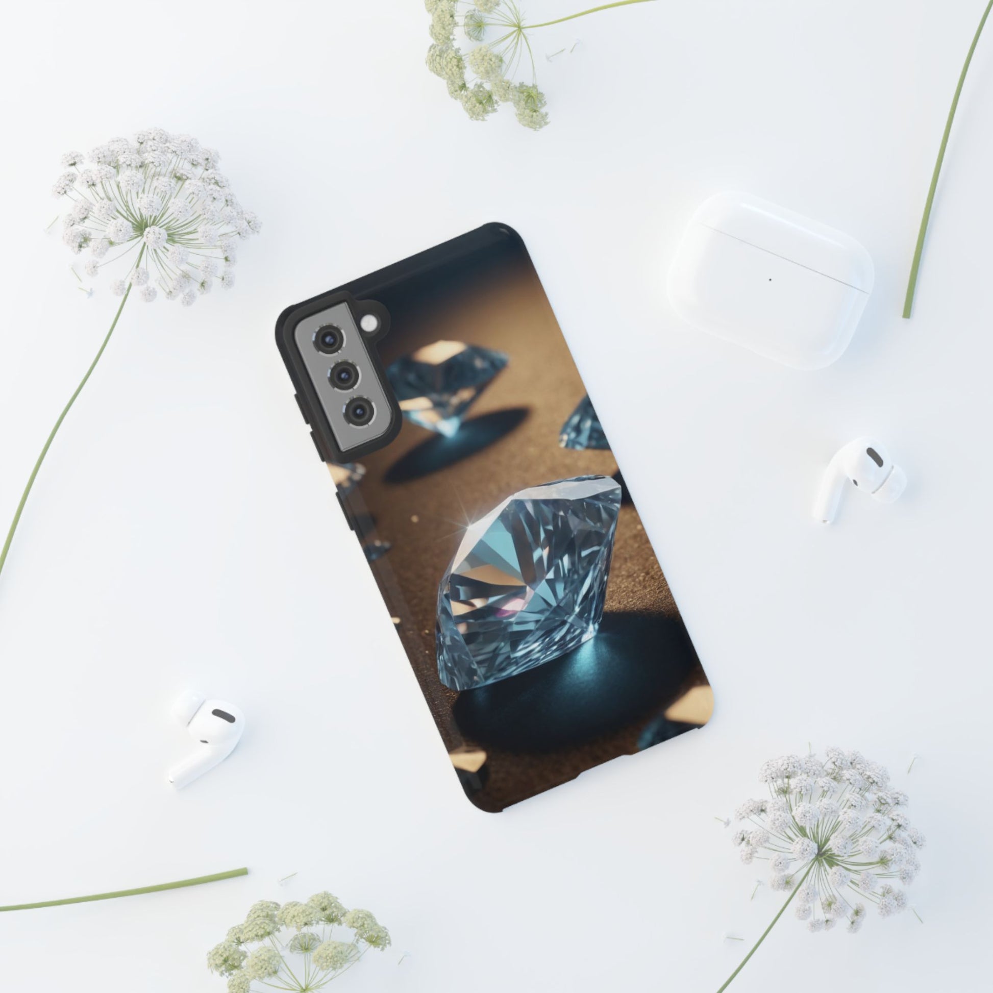 Raining Diamonds Custom Phone Case for Samsung Galaxy S10–S10 Plus, S20–S20 Ultra, S21, S22, S23, S24 Ultra - Designed by Thalia