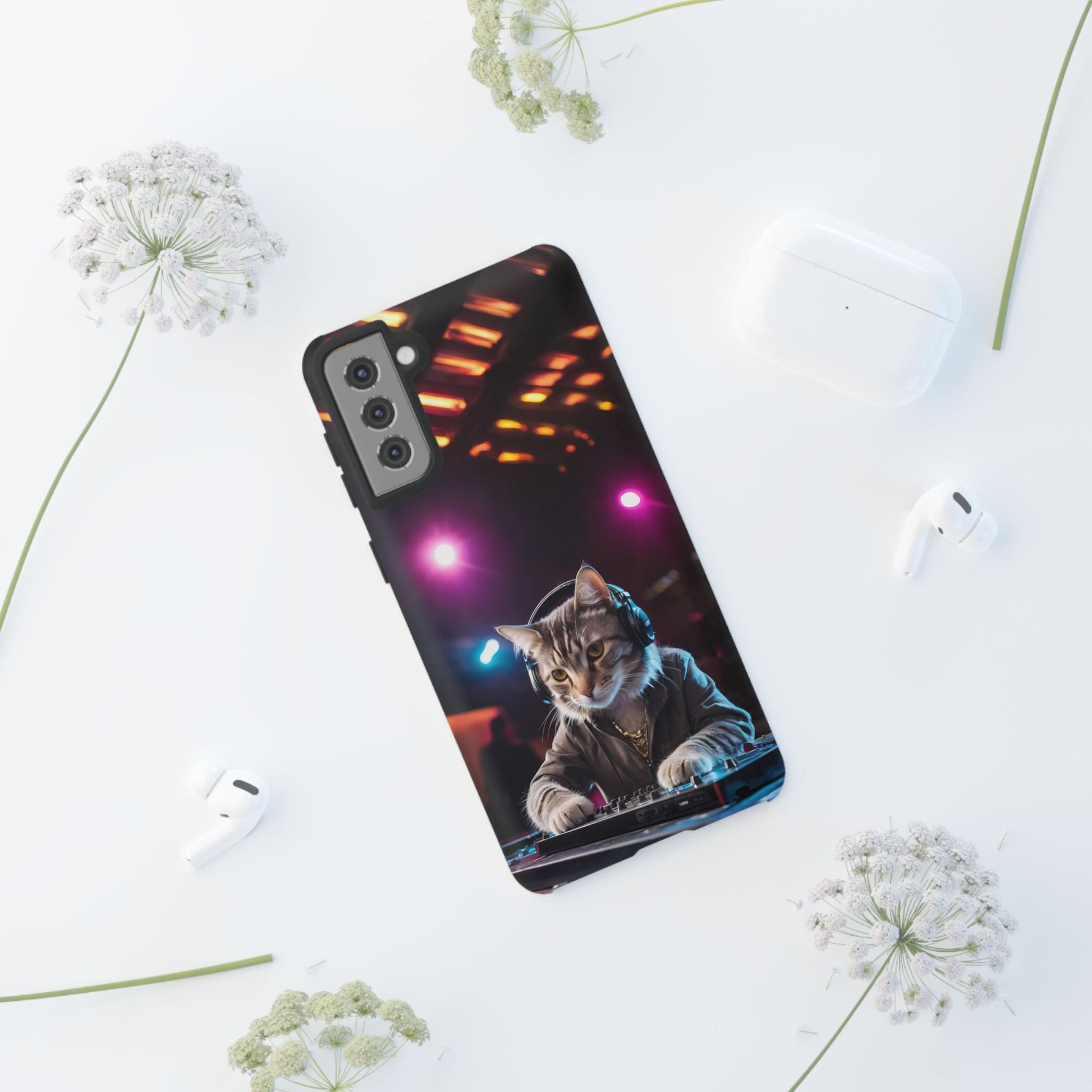 DJ Kitty Phone Case for iPhone 8–16 Pro Max, Pixel 5–8 Pro, Galaxy S10–S24 Ultra - Designed by Thalia