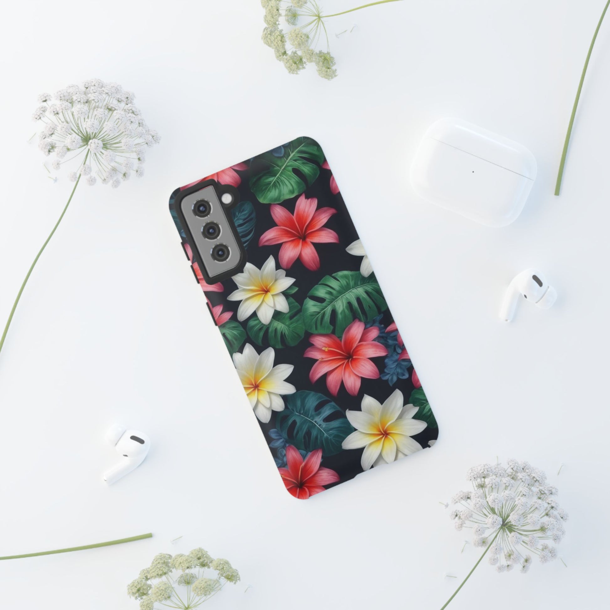 Hawaiian Flowers Custom Phone Case for Samsung Galaxy S10–S10 Plus, S20–S20 Ultra, S21, S22, S23, S24 Ultra - Designed by Thalia