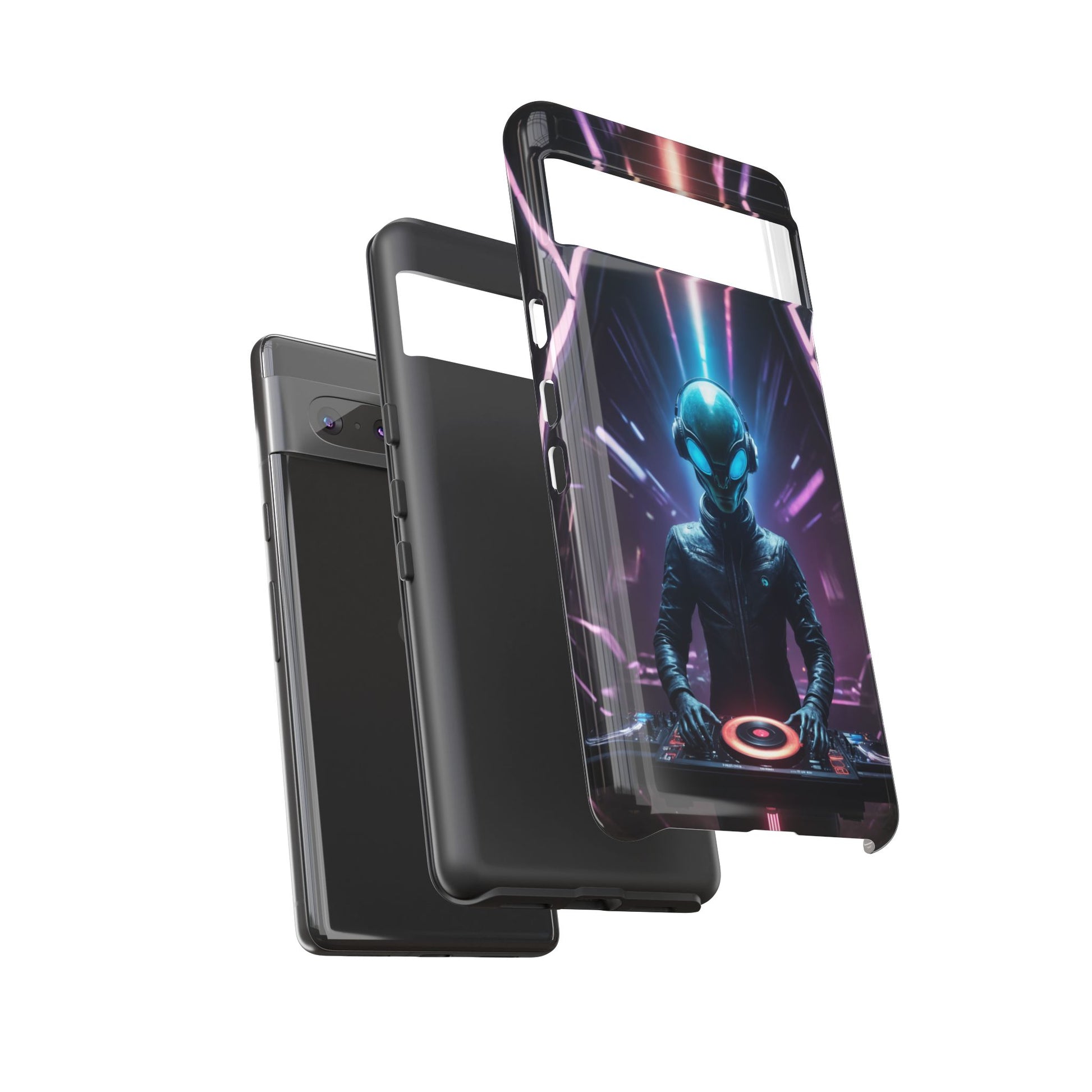 Alien DJ Custom Phone Case for Google Pixel 8 Pro, Pixel 8, Pixel 7, Pixel 6 Pro, Pixel 6, Pixel 5 5G - Designed by Thalia