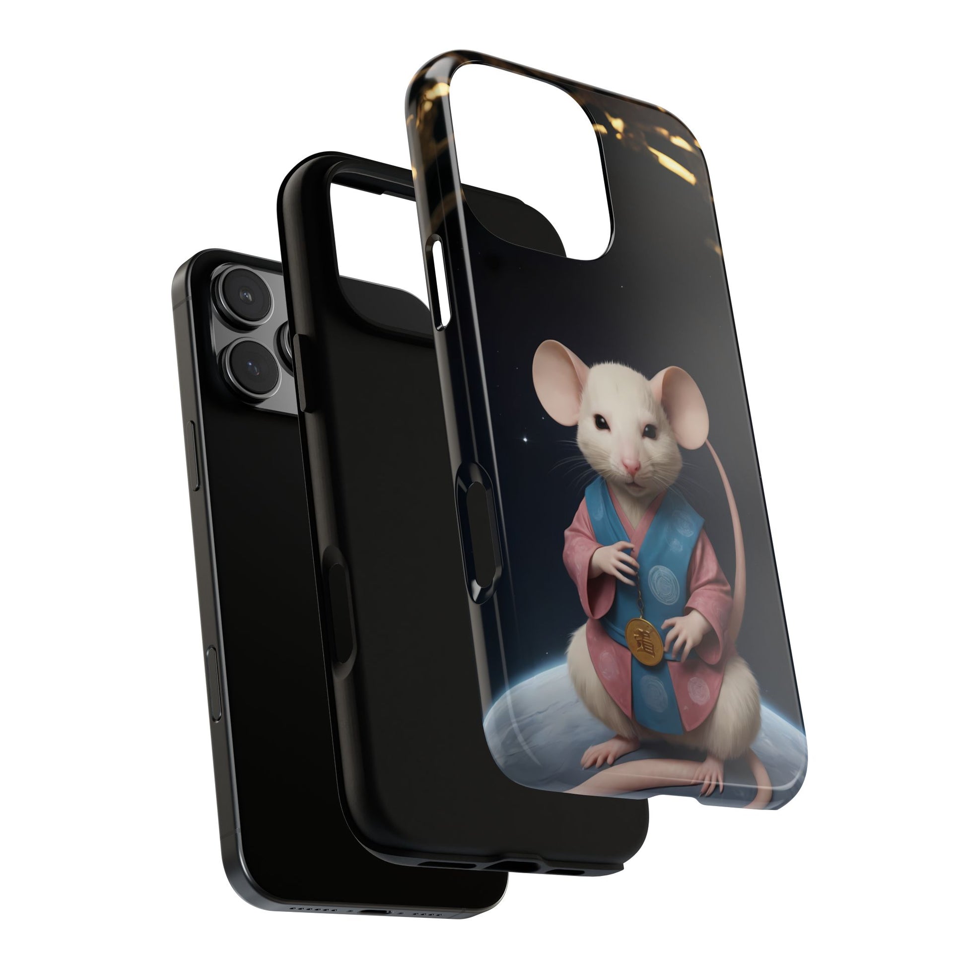 Chinese Zodiac Rat Phone Case for iPhone 8–16 Pro Max, iPhone 8 Plus–13 Mini, iPhone XS–XS Max, iPhone 11–14 Pro Max - Designed by Thalia