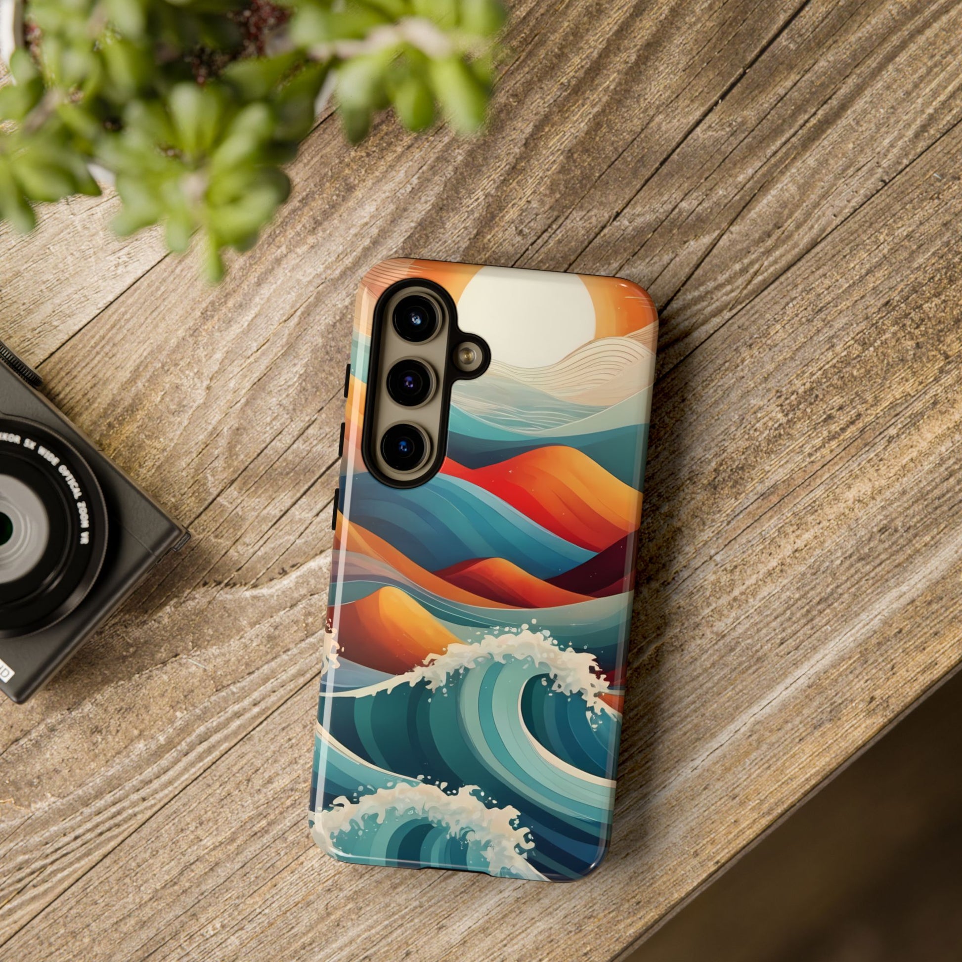 Retro Waves Phone Case for iPhone 8–16 Pro Max, Pixel 5–8 Pro, Galaxy S10–S24 Ultra - Designed by Thalia