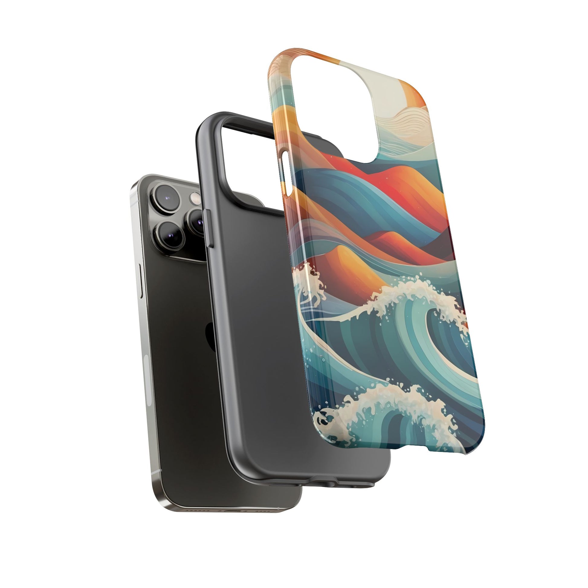 Retro Waves Stylish UV Protected Phone Case for iPhone 8–16 Pro Max, iPhone 8 Plus–13 Mini, iPhone XS–XS Max, iPhone 11–14 Pro Max - Designed by Thalia